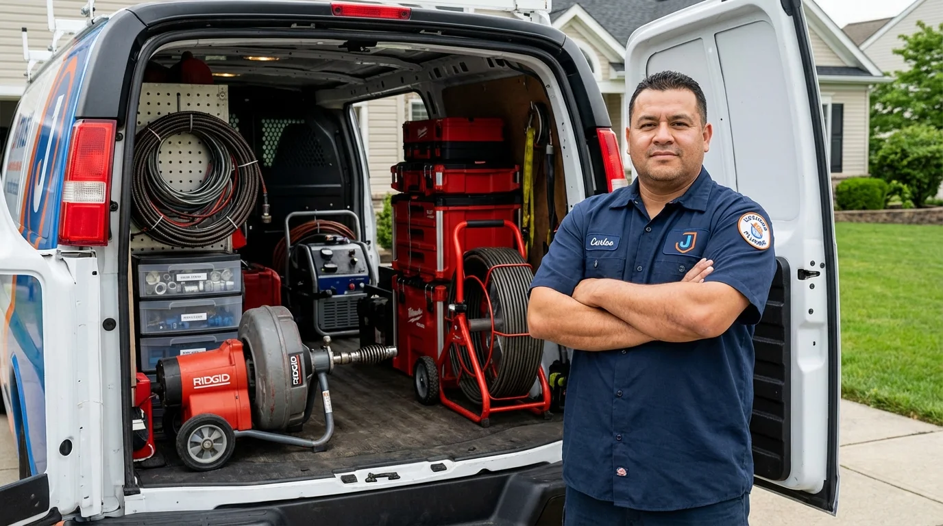 Professional drain cleaning equipment and Johns Plumbing LLC plumber in Bridgeville